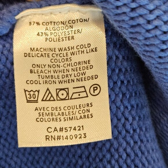 Ann Taylor Size Petite Large Shoulder Button Trim Ragland Sleeve Blue Sweater - Picture 8 of 12